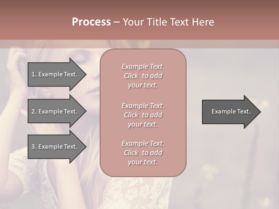 A Woman In A White Dress Is Posing For A Picture PowerPoint Template