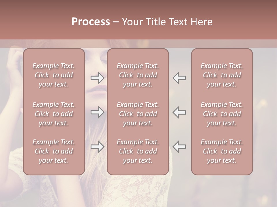 A Woman In A White Dress Is Posing For A Picture PowerPoint Template