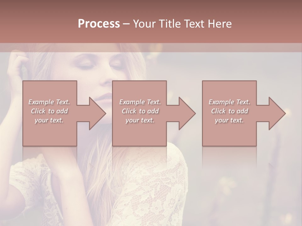 A Woman In A White Dress Is Posing For A Picture PowerPoint Template