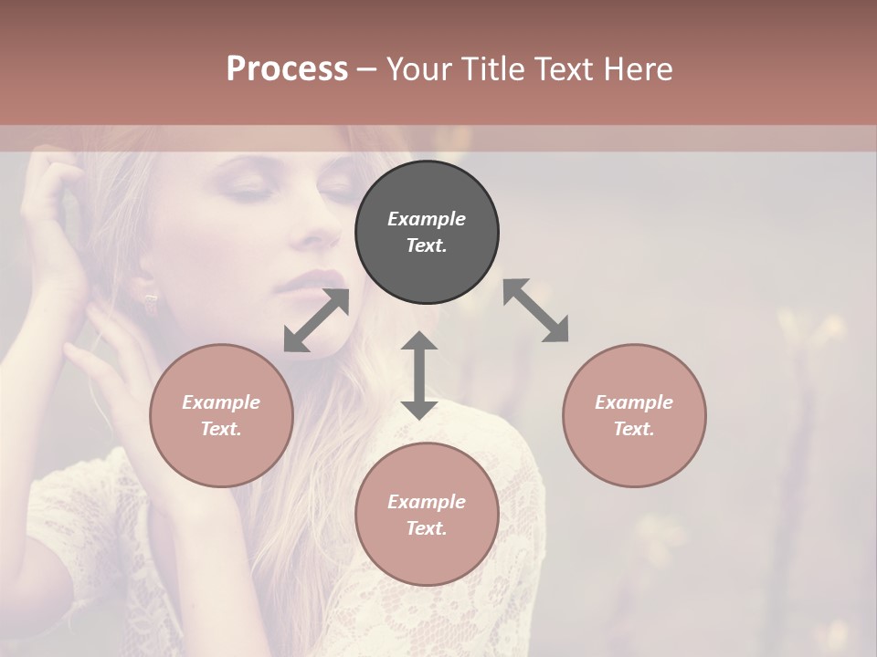 A Woman In A White Dress Is Posing For A Picture PowerPoint Template