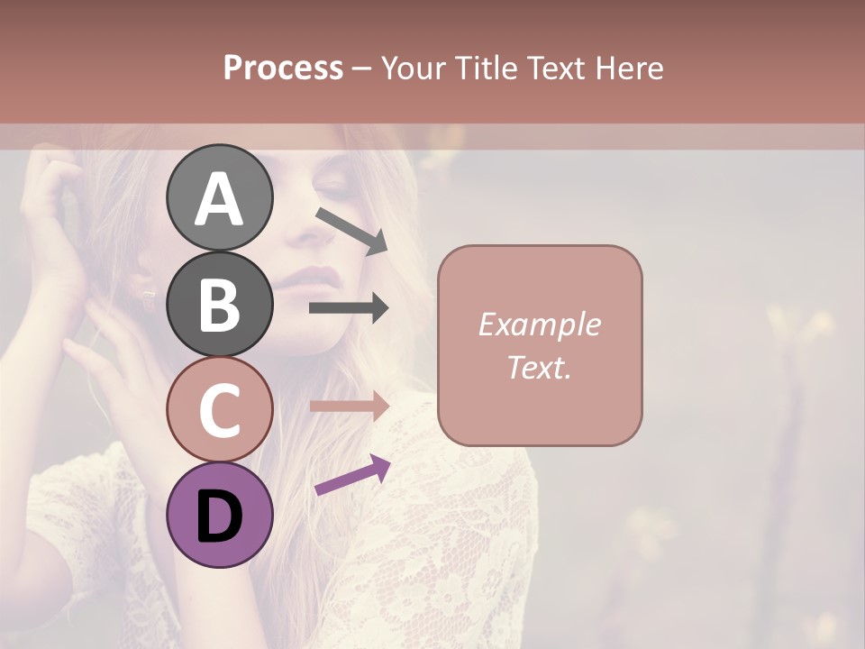 A Woman In A White Dress Is Posing For A Picture PowerPoint Template