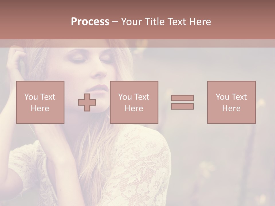 A Woman In A White Dress Is Posing For A Picture PowerPoint Template