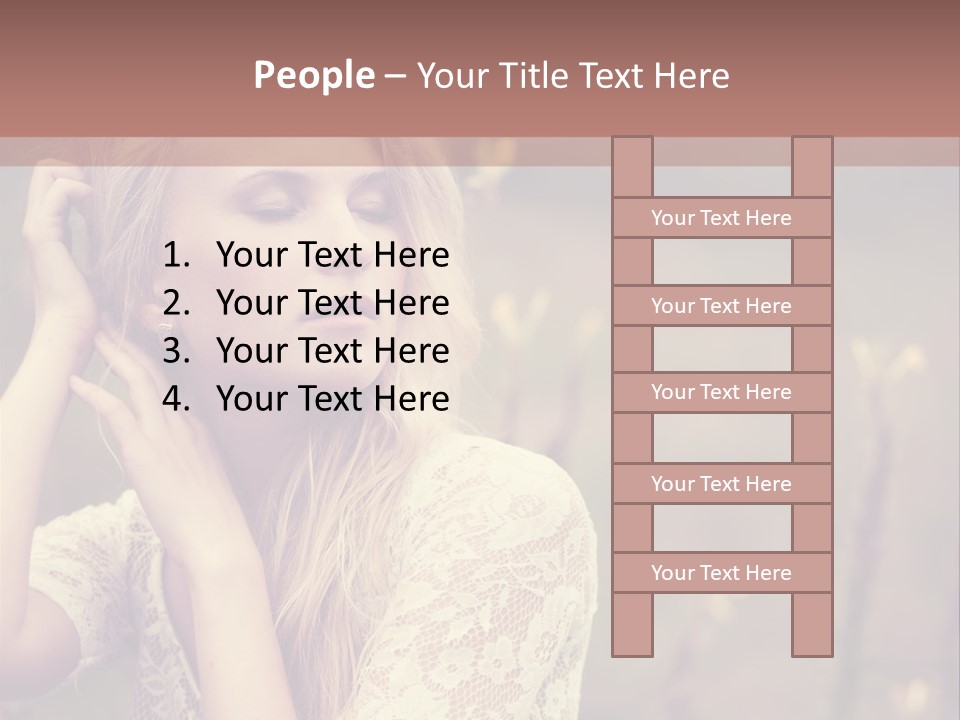 A Woman In A White Dress Is Posing For A Picture PowerPoint Template