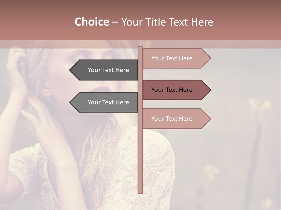 A Woman In A White Dress Is Posing For A Picture PowerPoint Template
