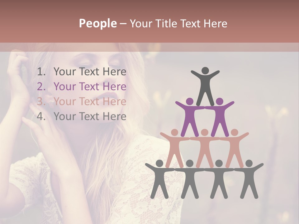 A Woman In A White Dress Is Posing For A Picture PowerPoint Template