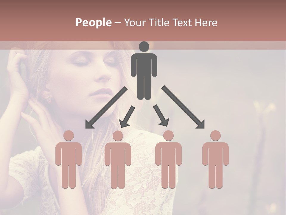 A Woman In A White Dress Is Posing For A Picture PowerPoint Template