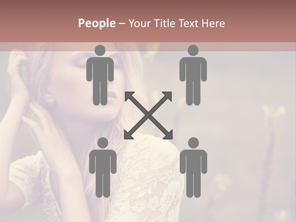 A Woman In A White Dress Is Posing For A Picture PowerPoint Template