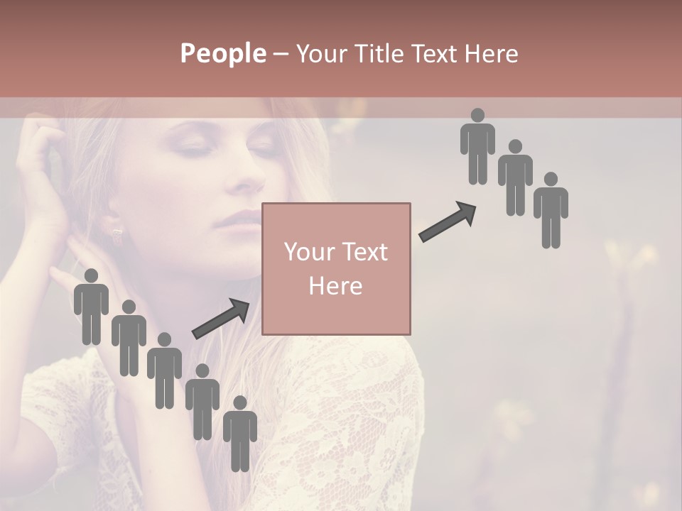 A Woman In A White Dress Is Posing For A Picture PowerPoint Template