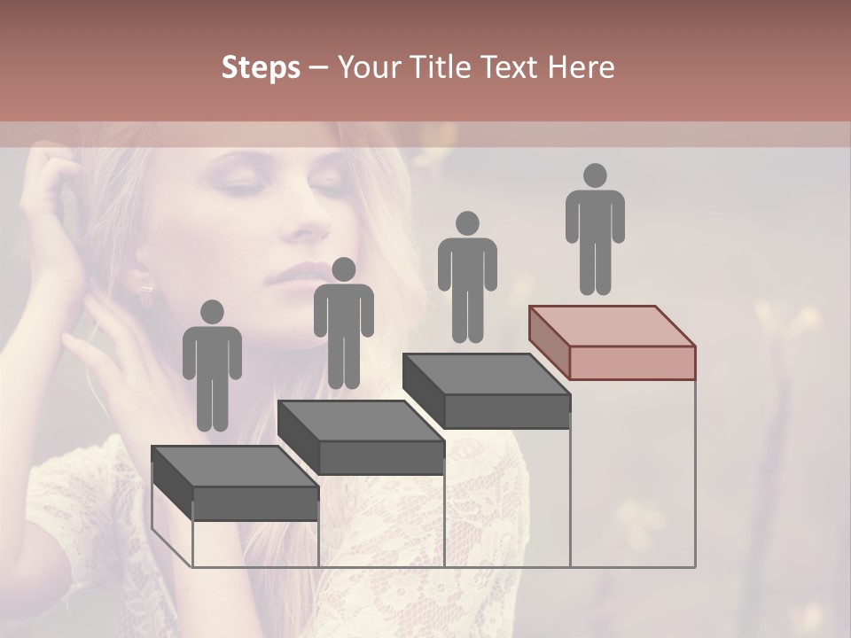 A Woman In A White Dress Is Posing For A Picture PowerPoint Template