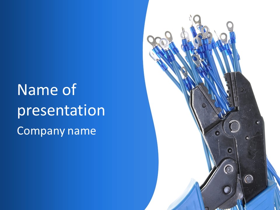 A Pair Of Pliers With Blue Handles On A White Background PowerPoint Template