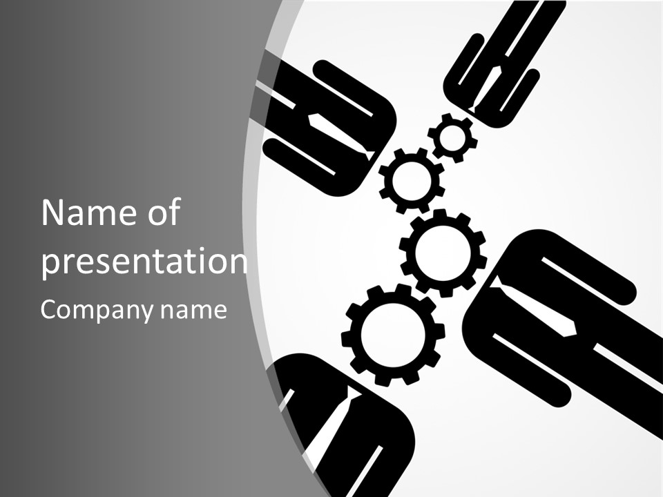 A Black And White Powerpoint Presentation With Gears PowerPoint Template