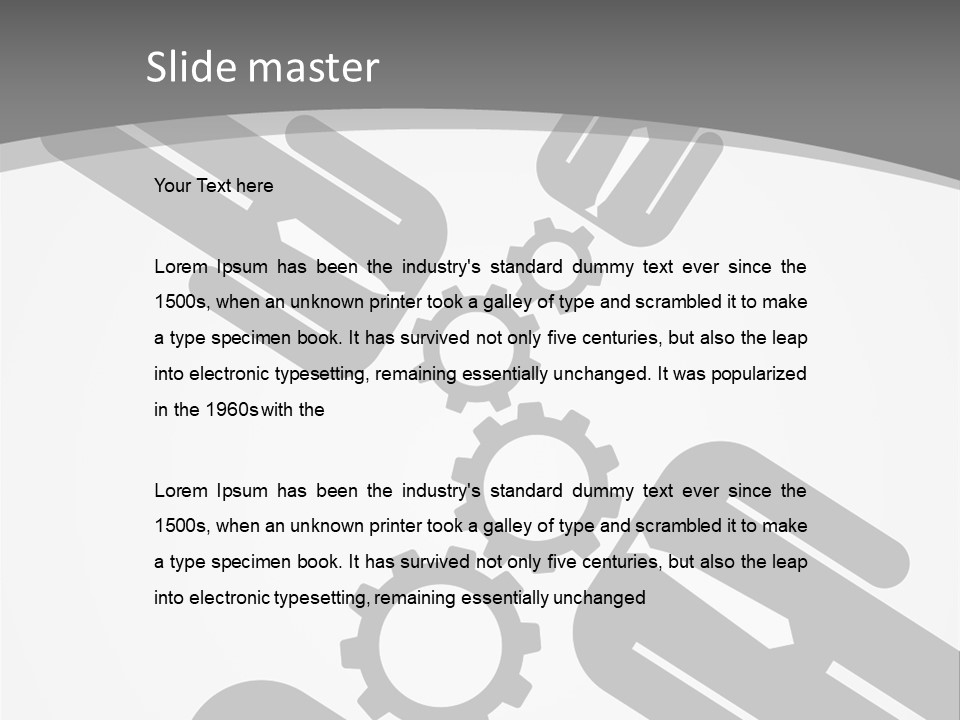 A Black And White Powerpoint Presentation With Gears PowerPoint Template