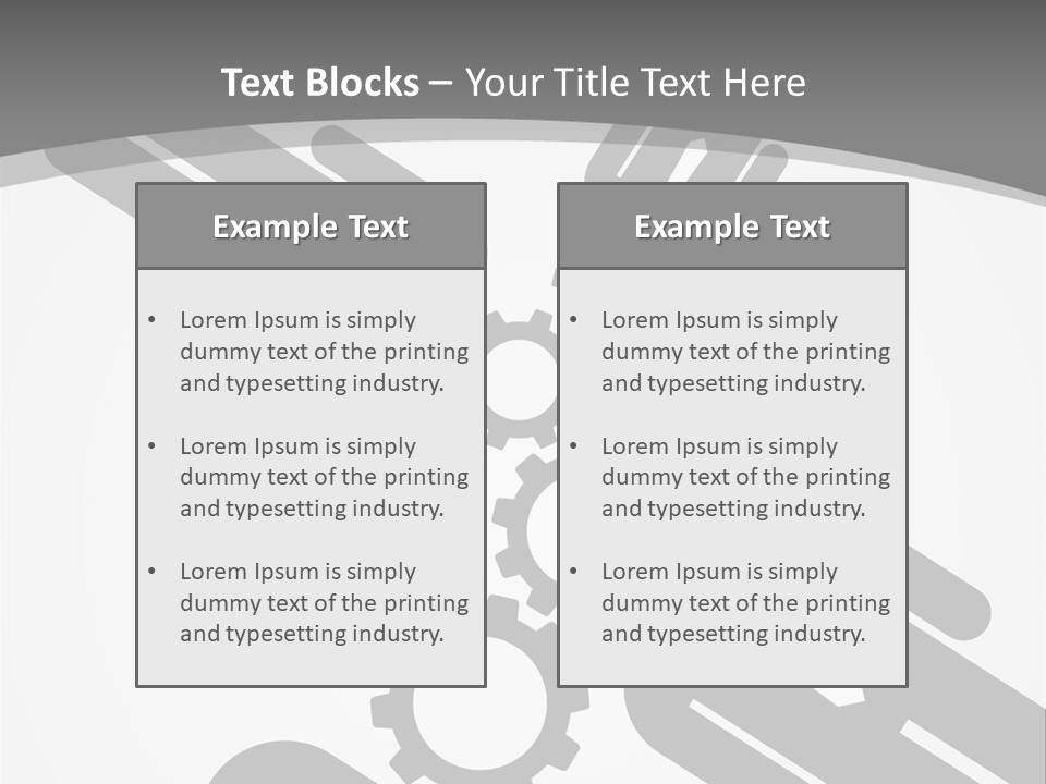 A Black And White Powerpoint Presentation With Gears PowerPoint Template