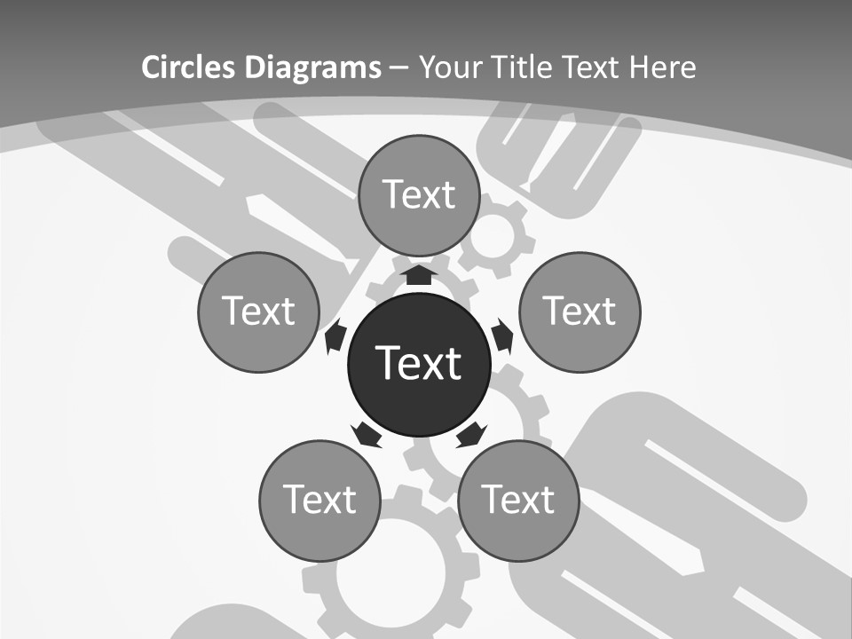 A Black And White Powerpoint Presentation With Gears PowerPoint Template
