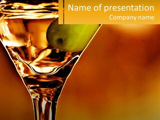 A Glass Of Wine With A Green Apple In It PowerPoint Template