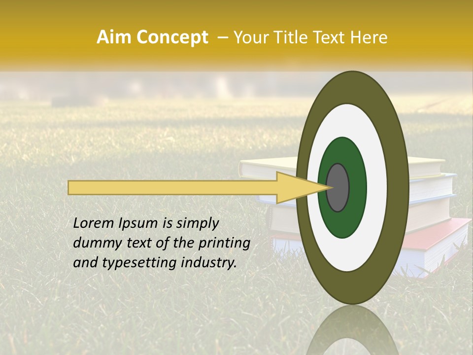 A Stack Of Books Sitting On Top Of A Lush Green Field PowerPoint Template