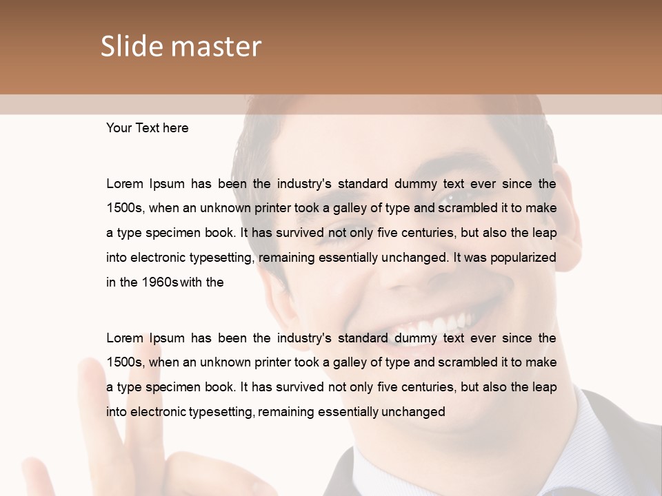 A Man In A Suit And Tie Making A Peace Sign PowerPoint Template