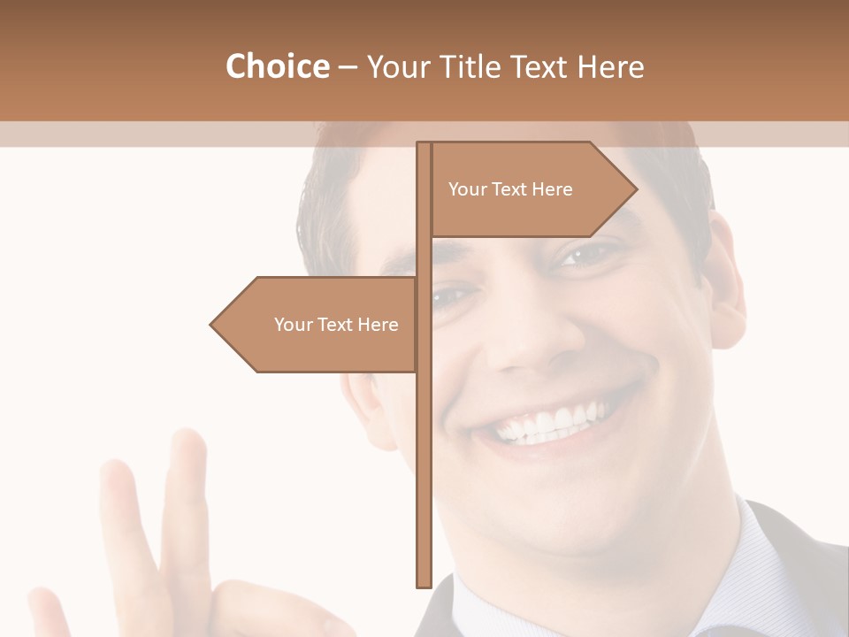 A Man In A Suit And Tie Making A Peace Sign PowerPoint Template