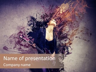 A Woman With A Guitar Powerpoint Template PowerPoint Template