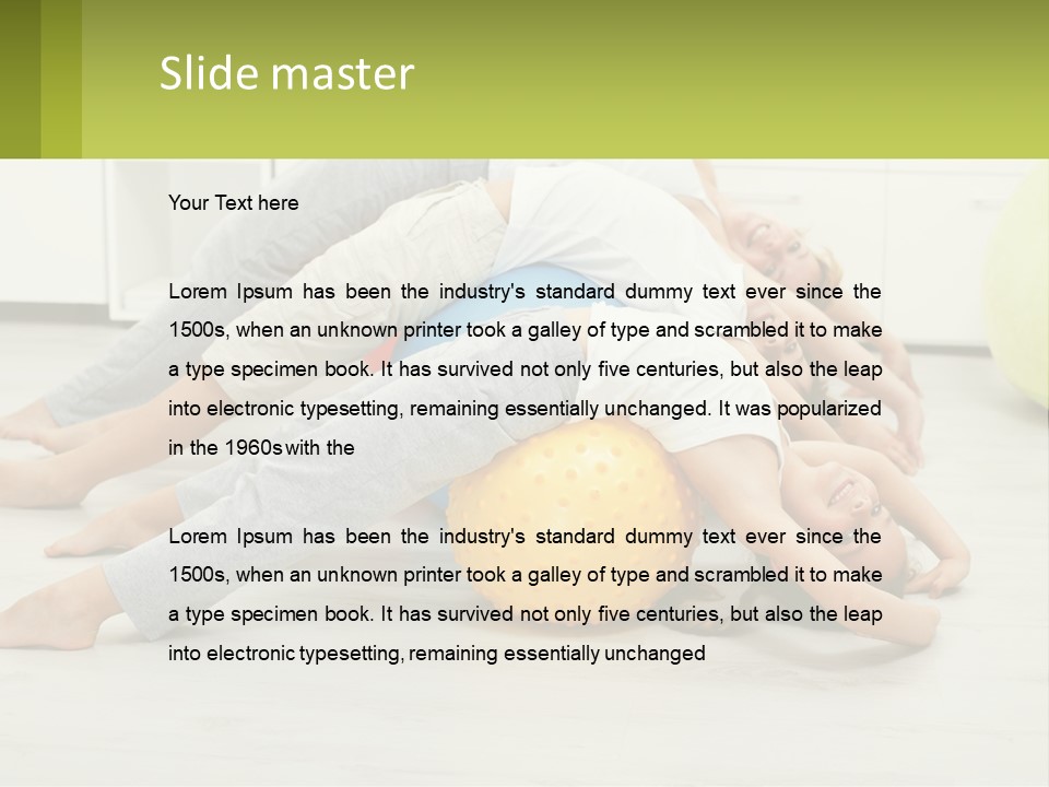 A Group Of People Laying On Top Of A Yellow Ball PowerPoint Template