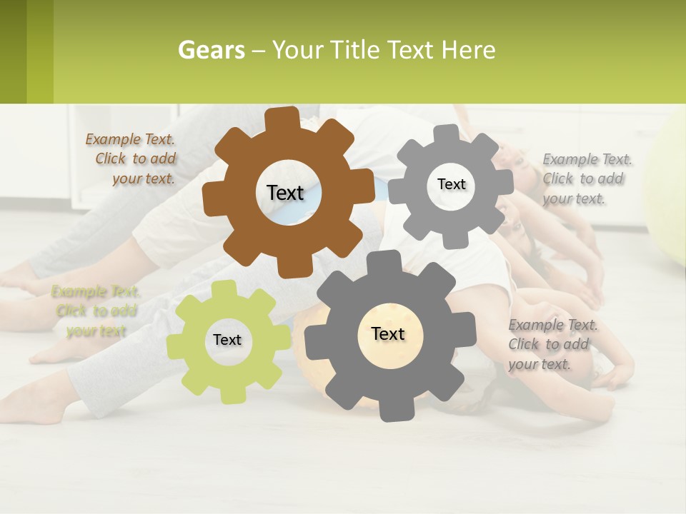 A Group Of People Laying On Top Of A Yellow Ball PowerPoint Template