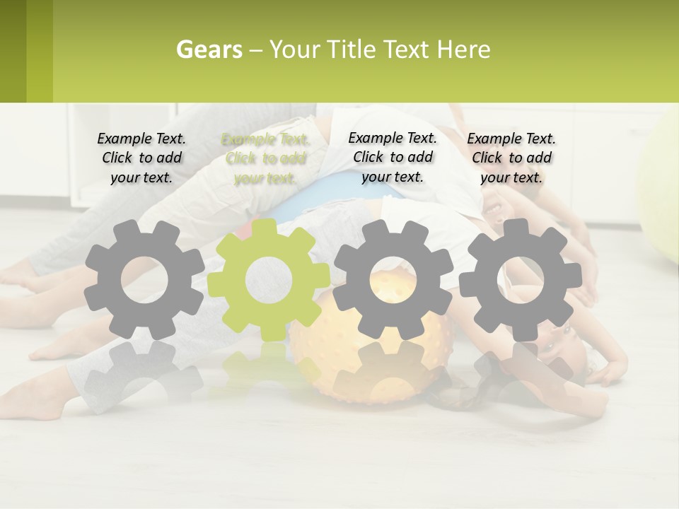 A Group Of People Laying On Top Of A Yellow Ball PowerPoint Template