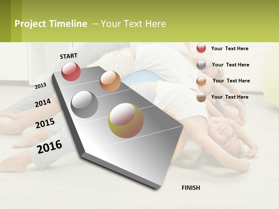 A Group Of People Laying On Top Of A Yellow Ball PowerPoint Template