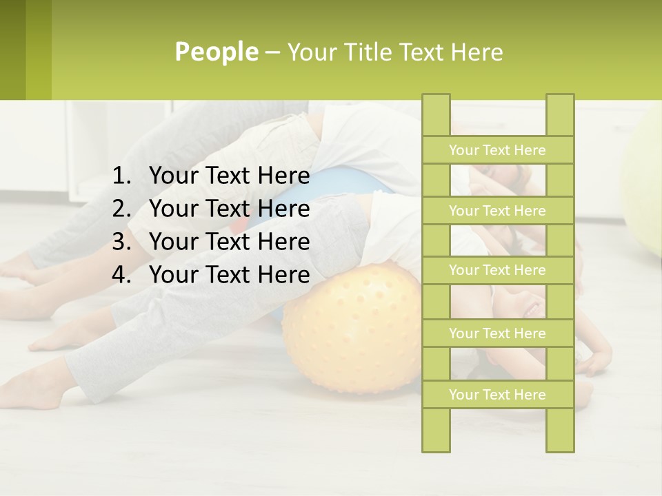 A Group Of People Laying On Top Of A Yellow Ball PowerPoint Template