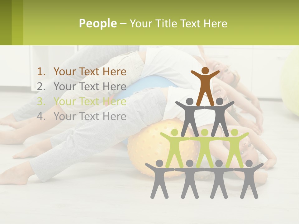 A Group Of People Laying On Top Of A Yellow Ball PowerPoint Template