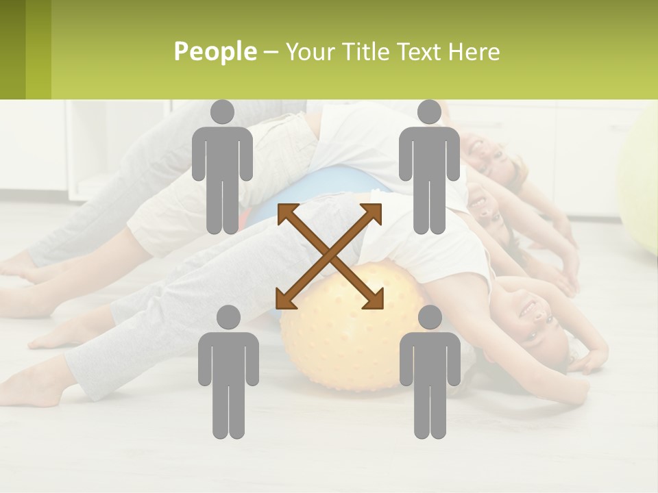 A Group Of People Laying On Top Of A Yellow Ball PowerPoint Template