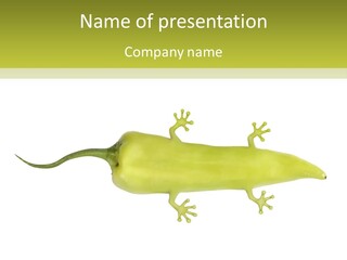 A Green Geckoon On A White Background PowerPoint Template