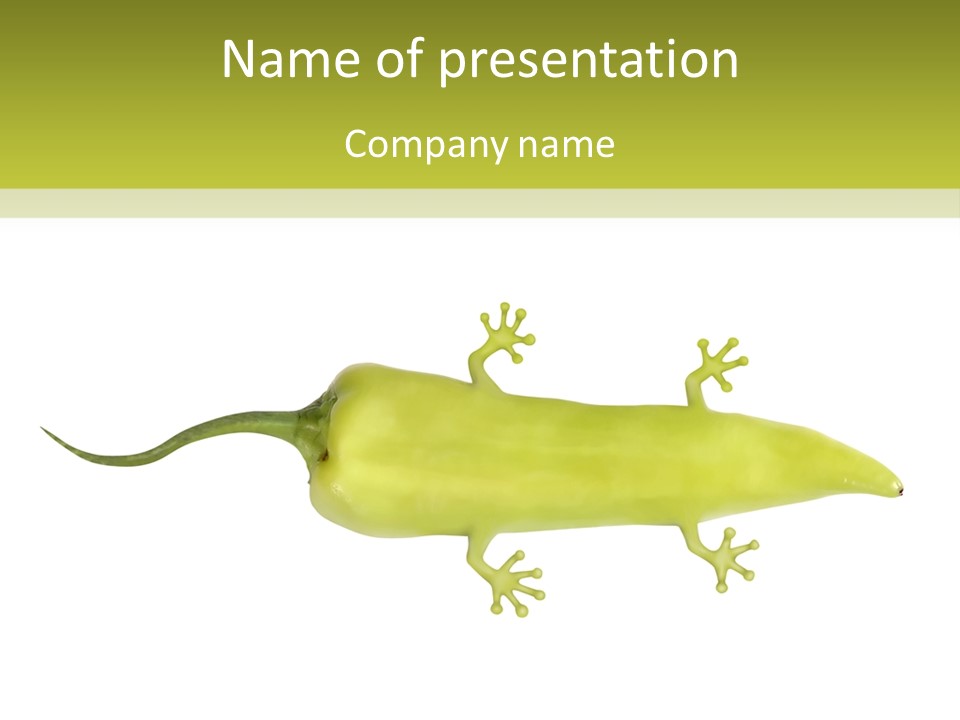 A Green Geckoon On A White Background PowerPoint Template