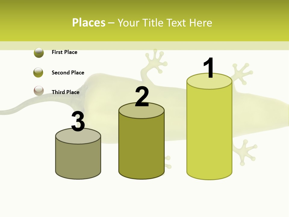 A Green Geckoon On A White Background PowerPoint Template
