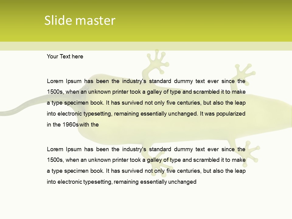 A Green Geckoon On A White Background PowerPoint Template