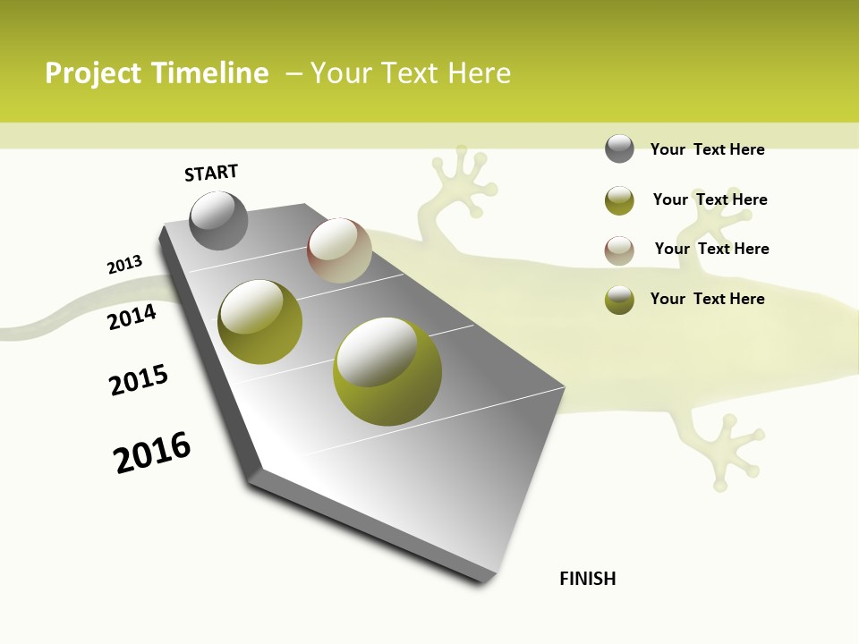 A Green Geckoon On A White Background PowerPoint Template
