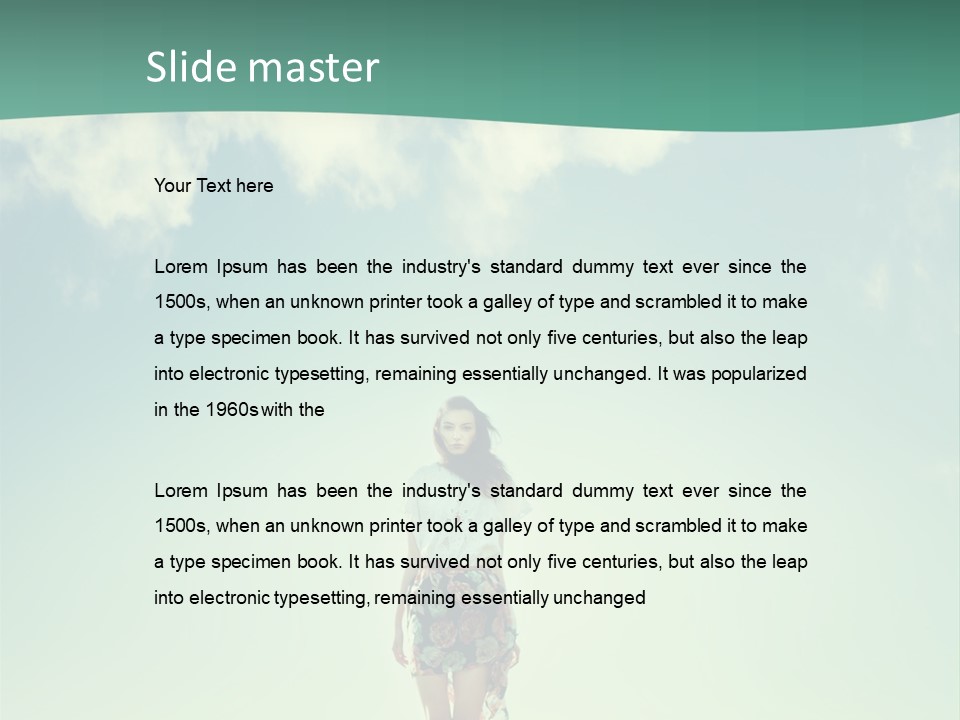 A Woman Standing In A Field With A Blue Sky In The Background PowerPoint Template