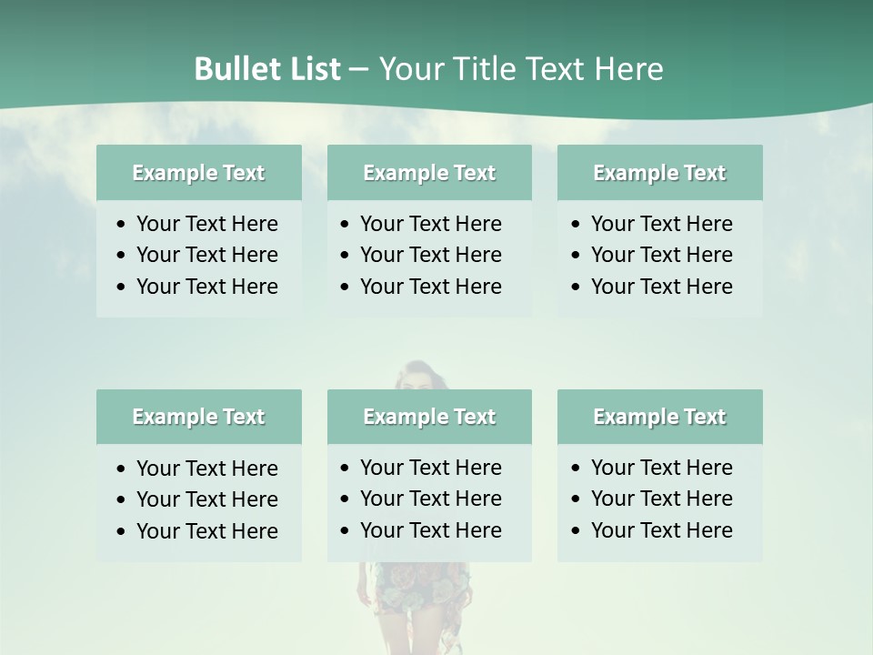 A Woman Standing In A Field With A Blue Sky In The Background PowerPoint Template