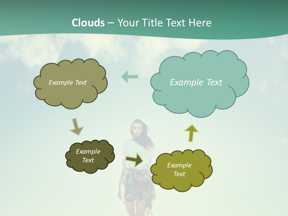 A Woman Standing In A Field With A Blue Sky In The Background PowerPoint Template