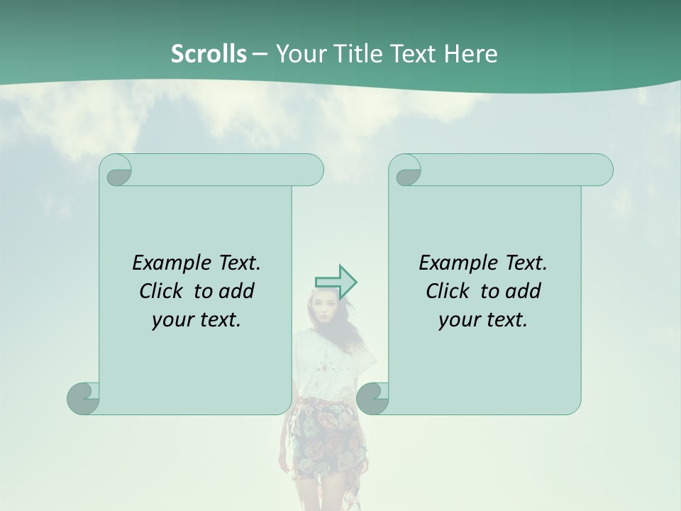 A Woman Standing In A Field With A Blue Sky In The Background PowerPoint Template