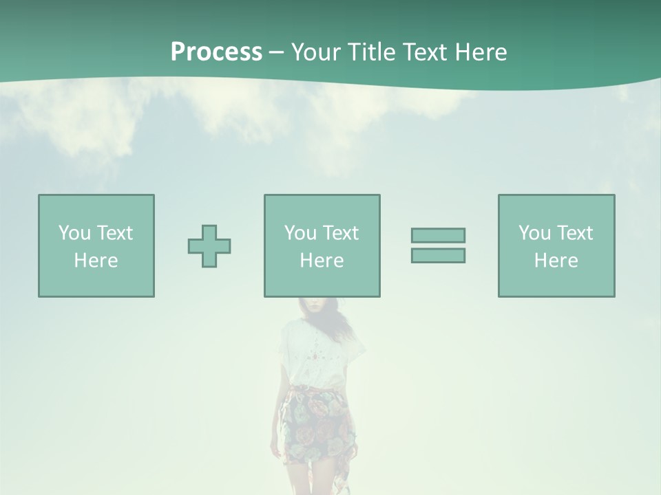 A Woman Standing In A Field With A Blue Sky In The Background PowerPoint Template