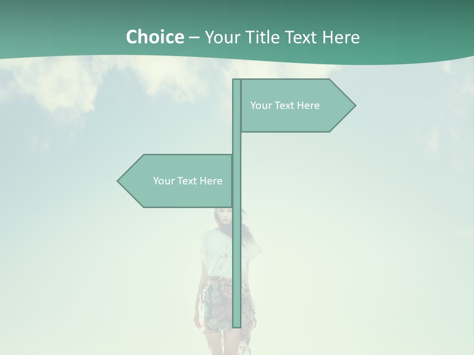 A Woman Standing In A Field With A Blue Sky In The Background PowerPoint Template
