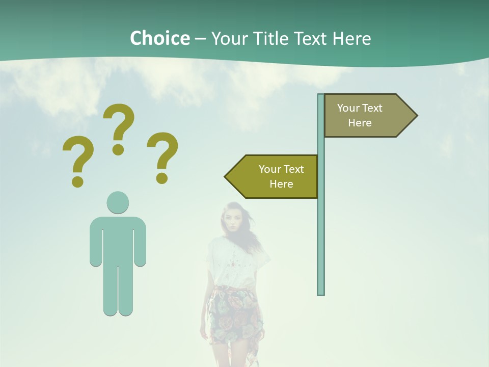 A Woman Standing In A Field With A Blue Sky In The Background PowerPoint Template
