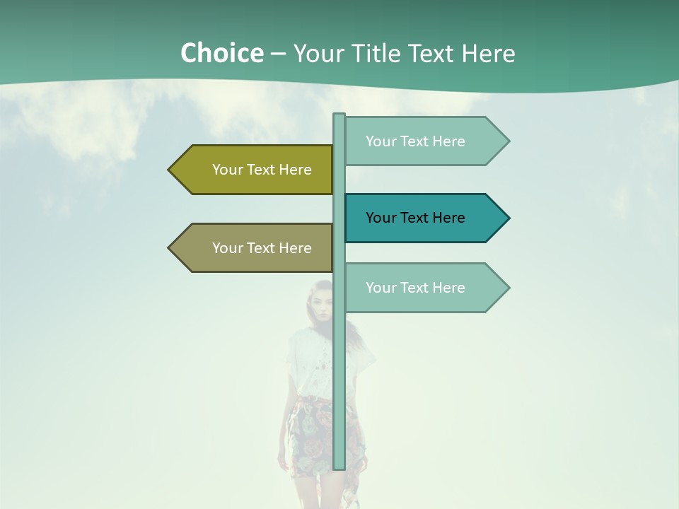 A Woman Standing In A Field With A Blue Sky In The Background PowerPoint Template