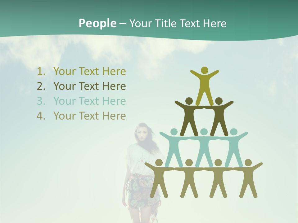 A Woman Standing In A Field With A Blue Sky In The Background PowerPoint Template