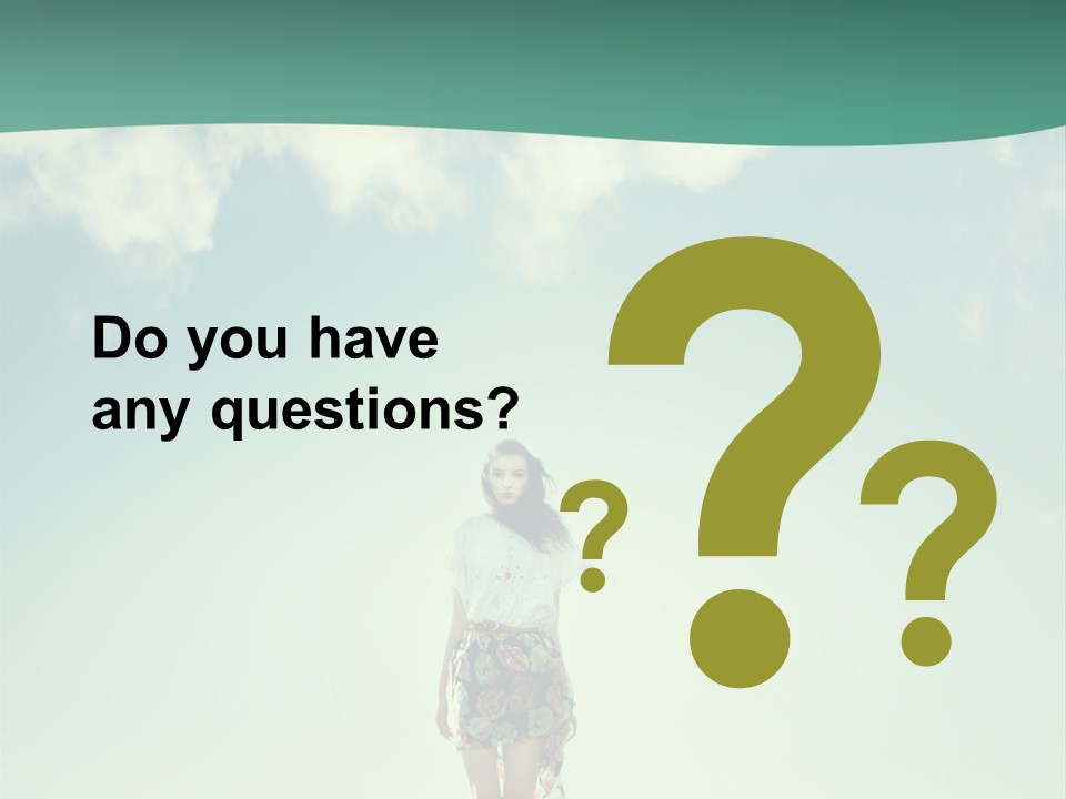 A Woman Standing In A Field With A Blue Sky In The Background PowerPoint Template