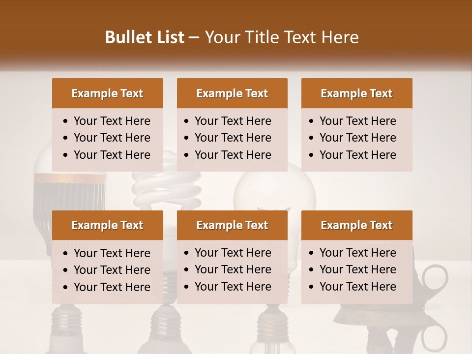 A Group Of Light Bulbs Sitting On Top Of A Table PowerPoint Template
