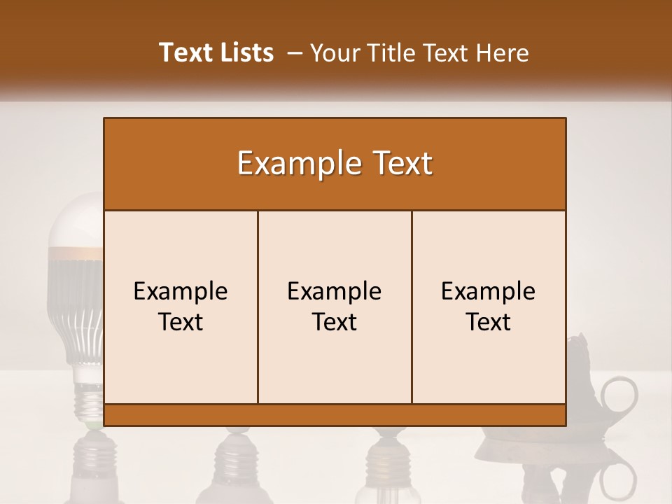 A Group Of Light Bulbs Sitting On Top Of A Table PowerPoint Template