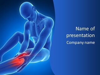 A Man Sitting On The Ground With His Knee In Pain PowerPoint Template