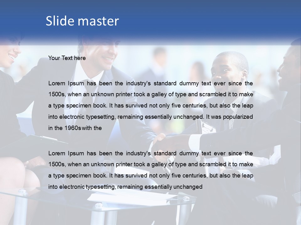A Group Of Business People Shaking Hands Over A Table PowerPoint Template