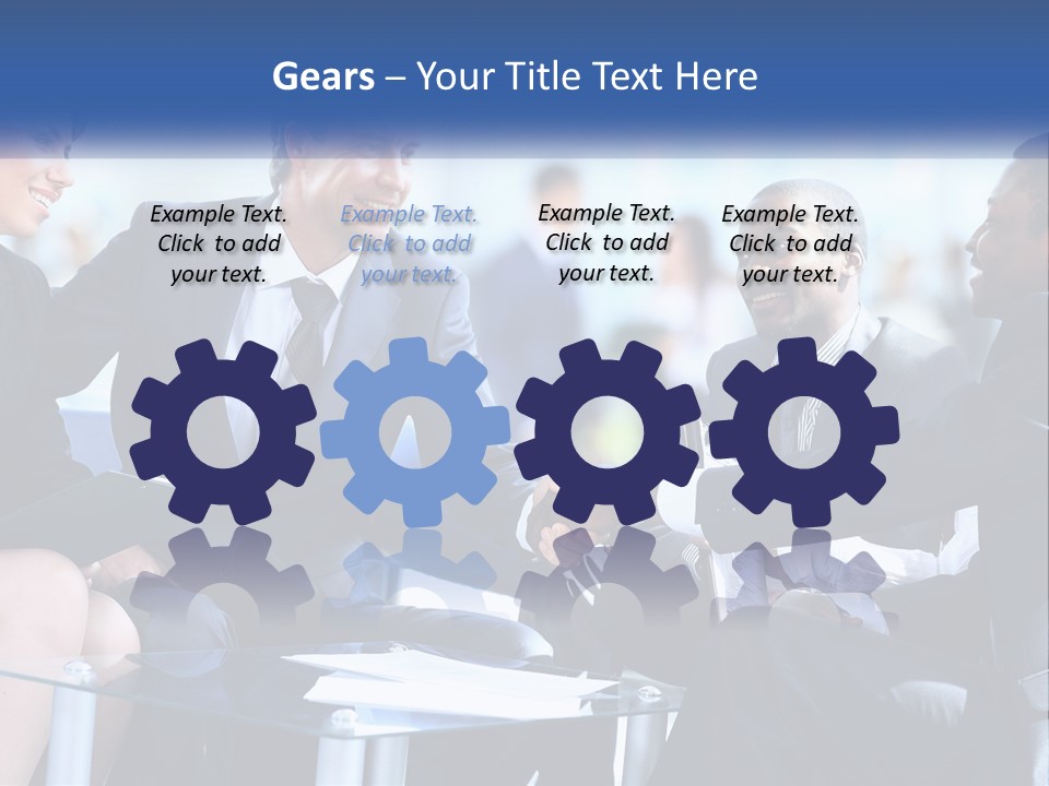 A Group Of Business People Shaking Hands Over A Table PowerPoint Template